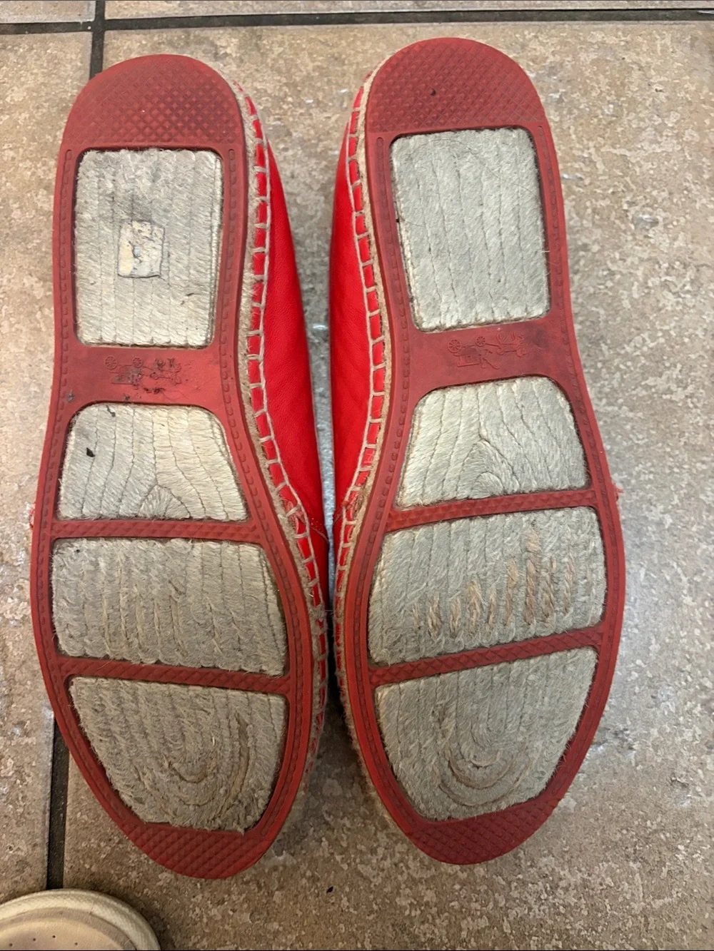 Coach Red Leather Espadrilles with Gold Logo